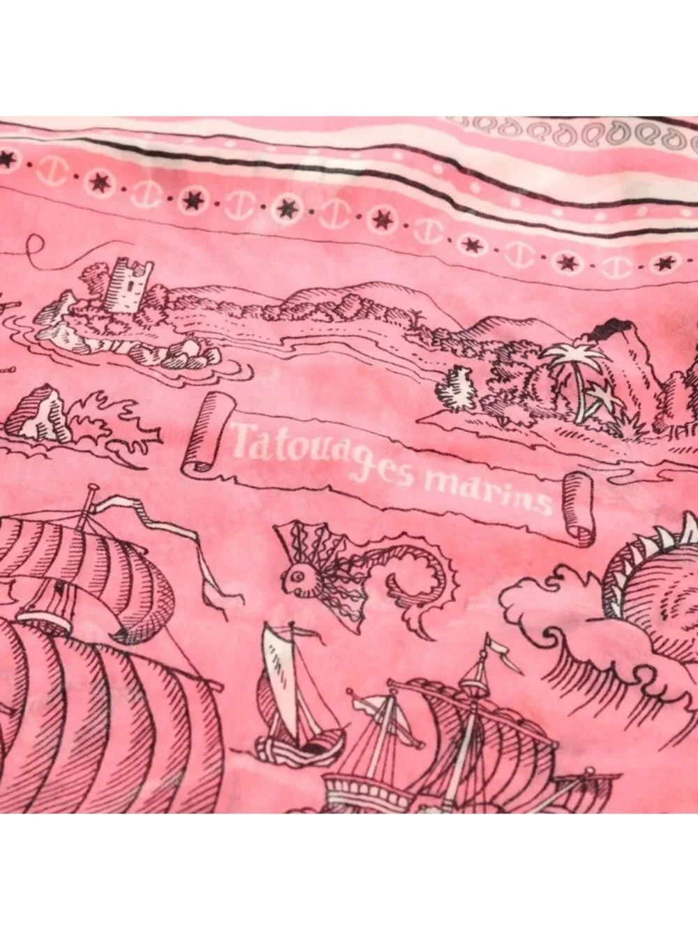 Hermes Carre Sailor Tattoo Large Silk Scarf Shawl Pink - Picture 5 of 6